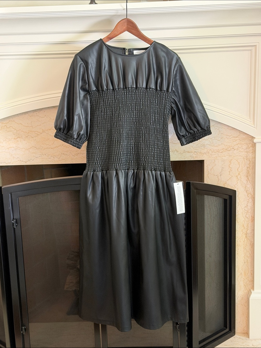 TopShop Smock Leather ( faux ) Midi Dress NEW NWT